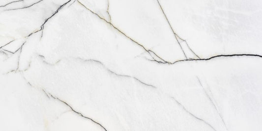Frostbestandig glasert Statuario Slim-gulvflise 60 x 120 cm hvid 2,88 m²