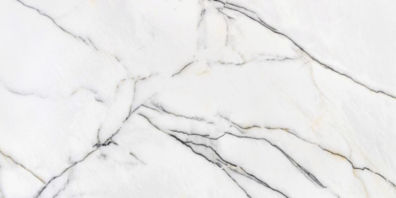 Frostbestandig glasert Statuario Slim-gulvflise 60 x 120 cm hvid 2,88 m²