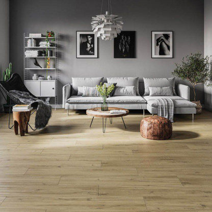 Frostbestandig glasert Suomi-gulvflise 15,5 x 62 cm hvid 1,34 m²