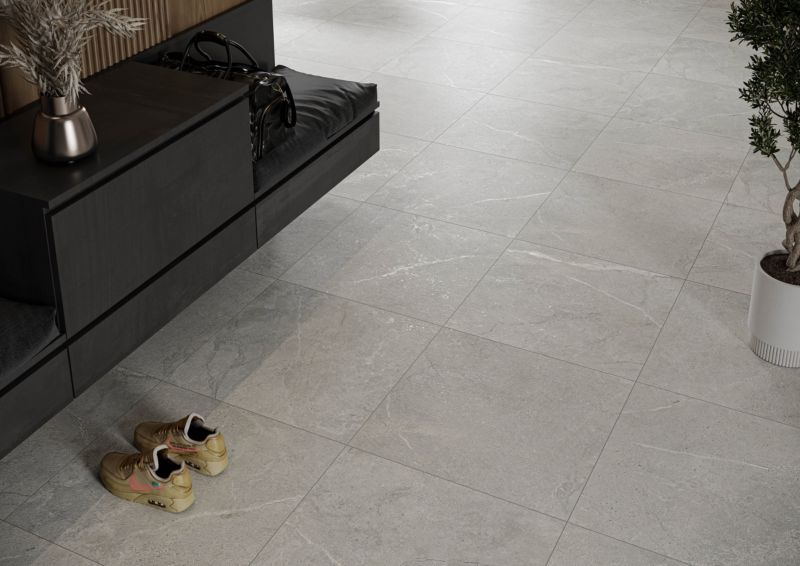 Frostbestandig glaseret porcelænsflise Tanger 60 x 60 cm lys grå 1,44 m²