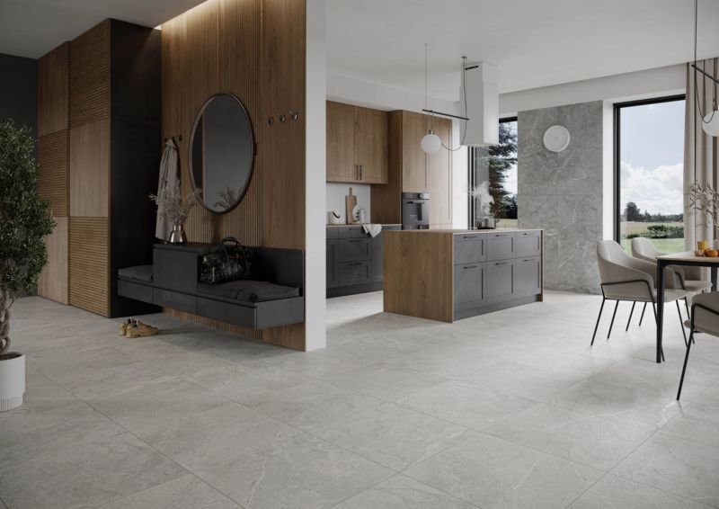 Frostbestandig glaseret porcelænsflise Tanger 60 x 60 cm lys grå 1,44 m²