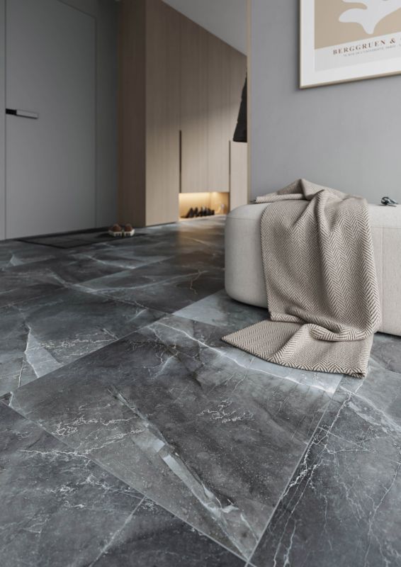 Frostbestandig glaseret Will-gulvflise 60 x 60 cm sølv mat 1,44 m²