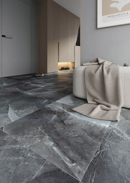 Frostbestandig glaseret Will-gulvflise 60 x 60 cm sølv mat 1,44 m²