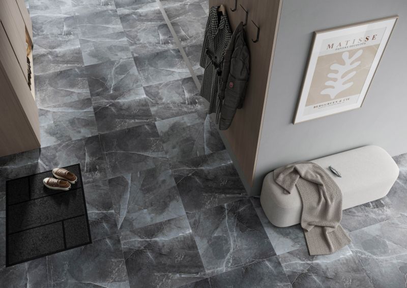 Frostbestandig glaseret Will-gulvflise 60 x 60 cm sølv mat 1,44 m²