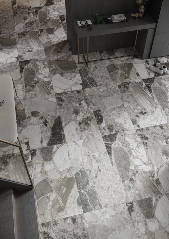 Tonale porcelænsfliser 60 x 120 cm beige med struktur og carving 1,44 m²