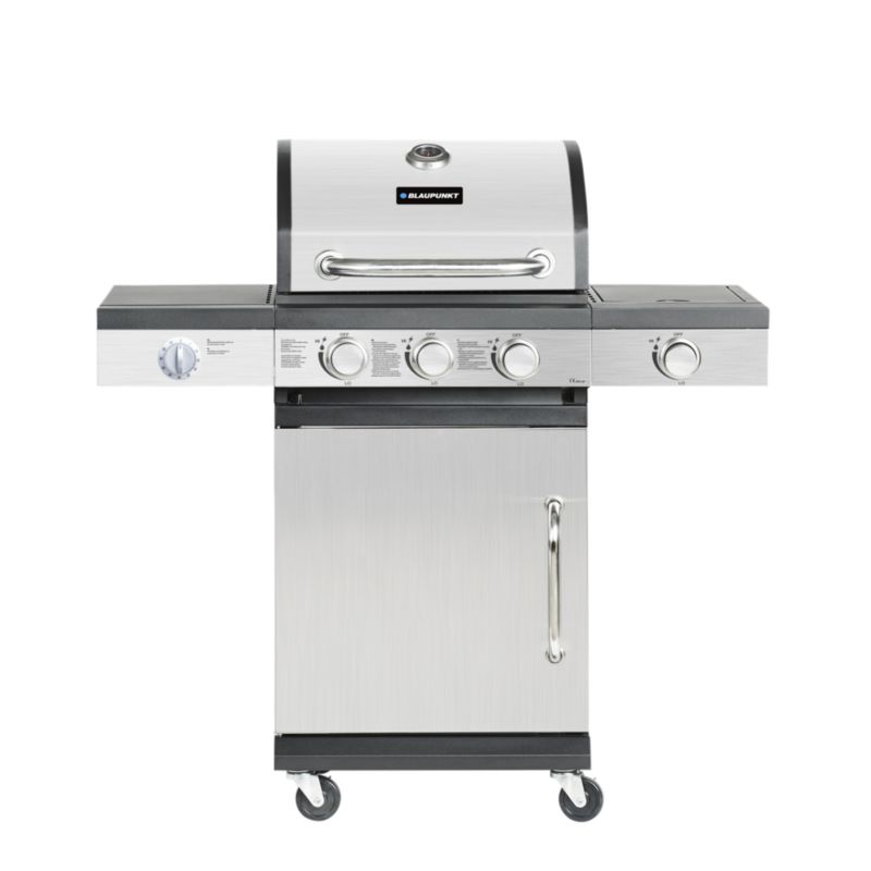 Blaupunkt gasgrill med 3 brændere og 1 sidebrænder, støbejernsrist GG301, 1 stk.