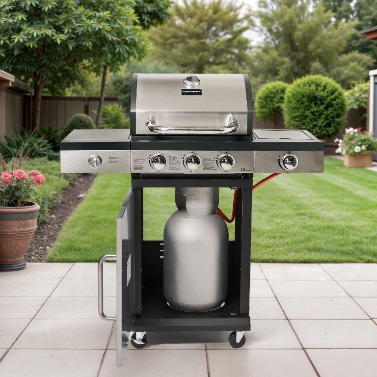 Blaupunkt gasgrill med 3 brændere og 1 sidebrænder, støbejernsrist GG301, 1 stk.