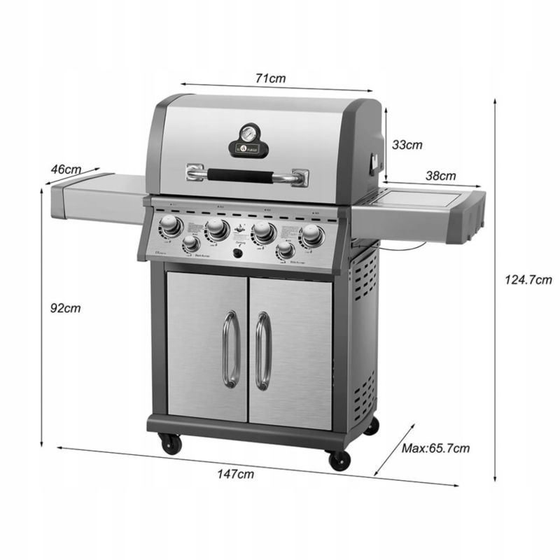 El Fuego Concord gasgrill med støbejernsrist, 1 stk.