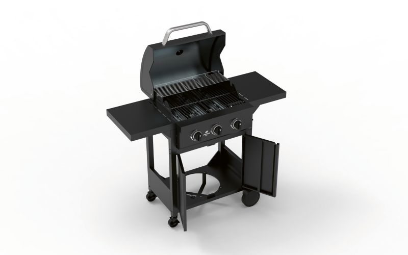 Gasgrill Rookie med 3 brændere og støbejern