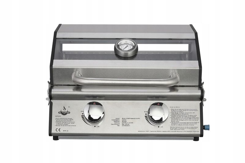 Turistisk gasgrill Jesolo EL FUEGO med glaslåg, 1 stk.