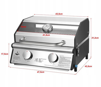 Turistisk gasgrill Jesolo EL FUEGO med glaslåg, 1 stk.