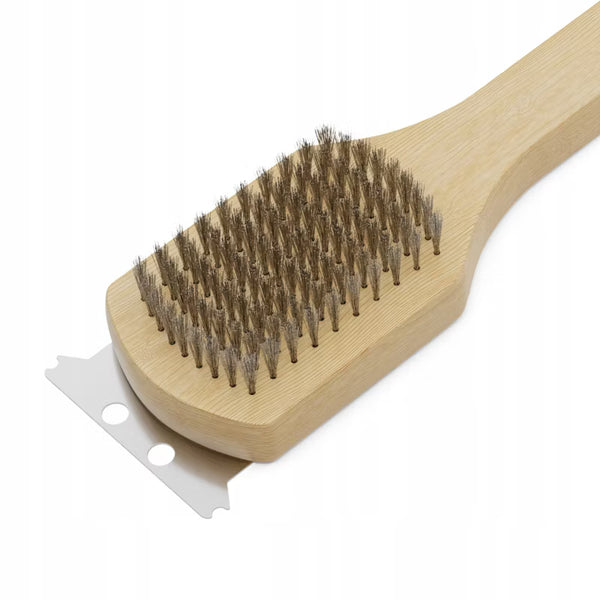 Grillbørste 42 cm med Skraber Træ