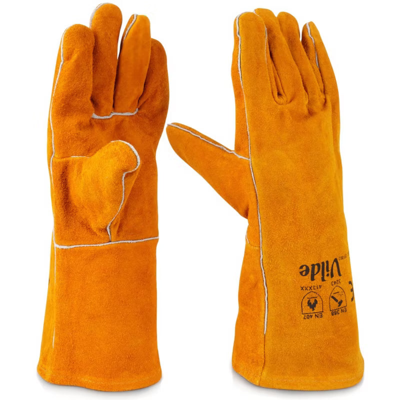 Grillhandsker Læder 34 cm Brun 2 Stk