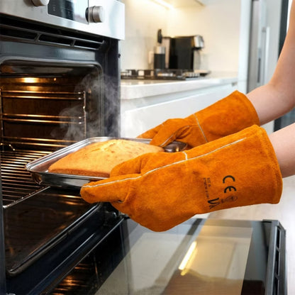 Grillhandsker Læder 34 cm Brun 2 Stk