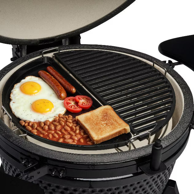 Grillpande Halvmåne 45x22 cm Emaljeret Sort