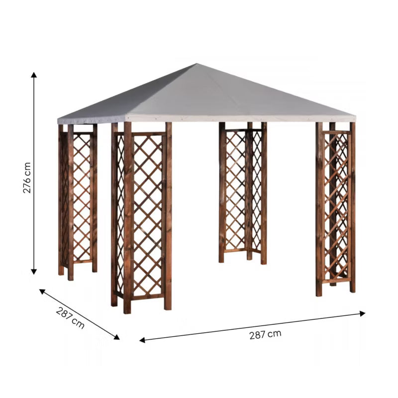 Grillpavillon 287x287 cm Brun Fyrretræ