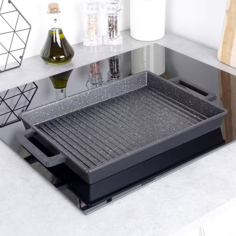 Grillplade Granit 43x27 cm Sort