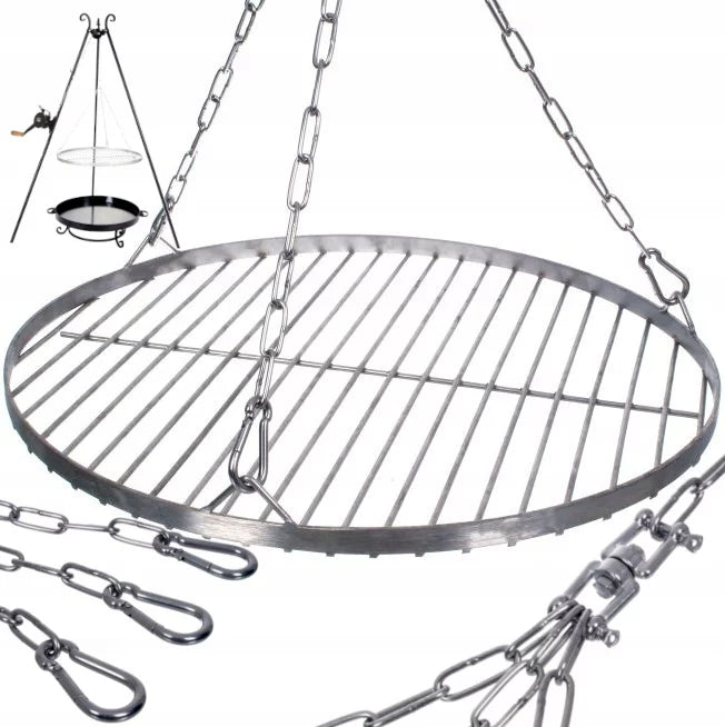 Grillrist Rund Ø60 cm Rustfrit Stål med Kæde