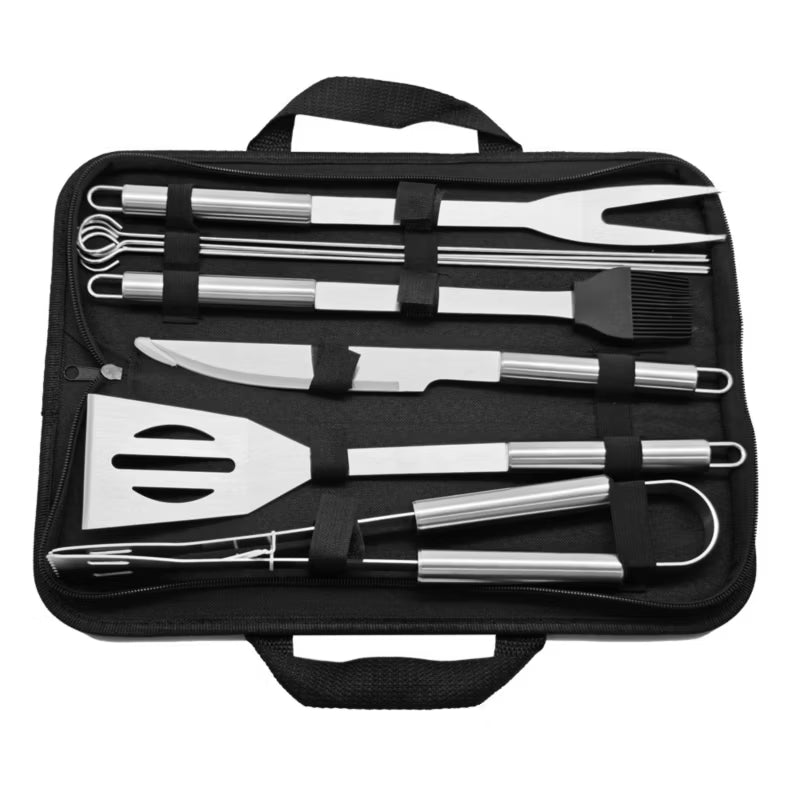 Grillsæt 9 Dele Rustfrit Stål med Etui