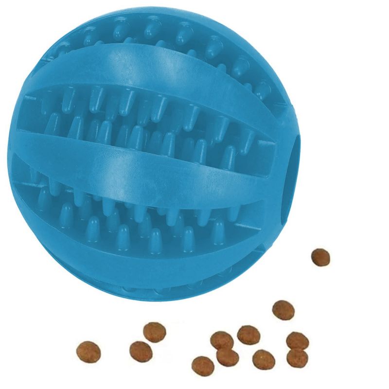 Springos gummibold til hunde med knopper til tandrensning og godbidder, blå, 1 stk.