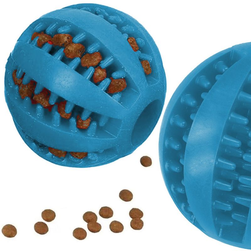 Springos gummibold til hunde med knopper til tandrensning og godbidder, blå, 1 stk.