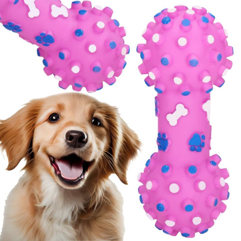 Springos bid, gummiknogle til hund, pibelegetøj, pink, 1 stk.