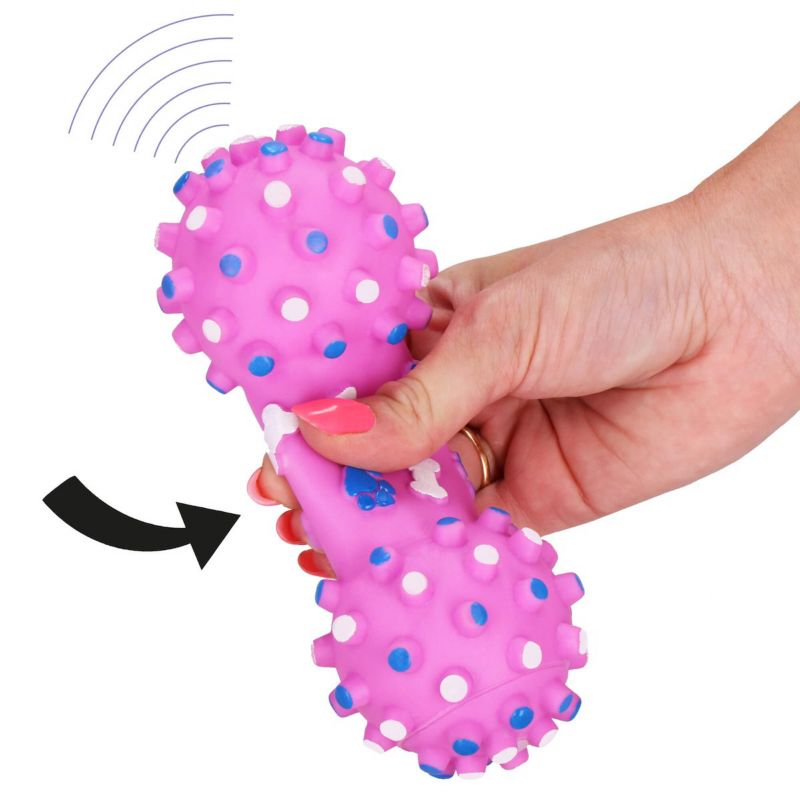 Springos bid, gummiknogle til hund, pibelegetøj, pink, 1 stk.