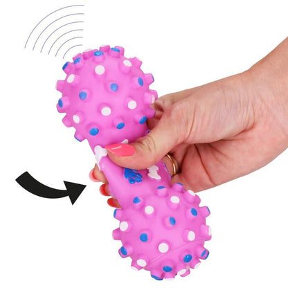 Springos bid, gummiknogle til hund, pibelegetøj, pink, 1 stk.