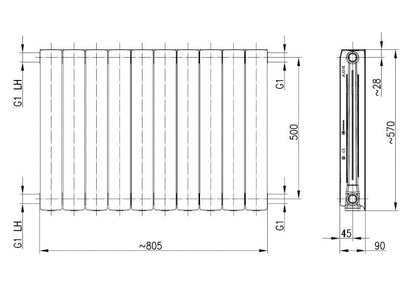 Aluminiumsradiator ADR 500 81x57 cm Grafit Mat