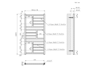 Asymmetrisk radiator GoodHome Arundel 100 x 50 cm mat-sort