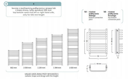 Bolero BOL-50/100 badeværelsesradiator fra Instal-Projekt 1038 x 500 mm, hvid, 1 stk.