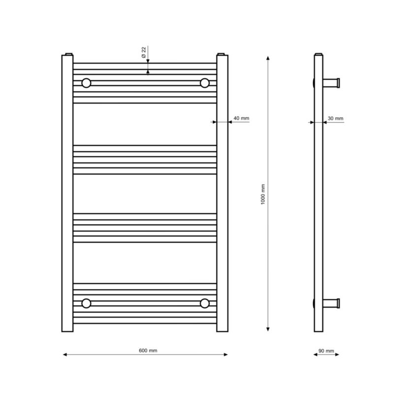 Håndklædetørrer Breno 60x100 cm Sort Stål | BRENO22941