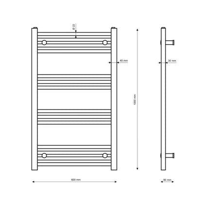 Håndklædetørrer Breno 60x100 cm Sort Stål | BRENO22941