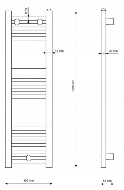 Håndklædetørrer Puerto 30x100 cm Sort Stål
