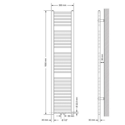 Håndklædetørrer Sahara 30x180 cm Hvid