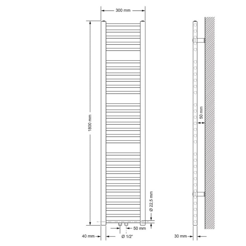 Håndklædetørrer Sahara 30x180 cm Hvid