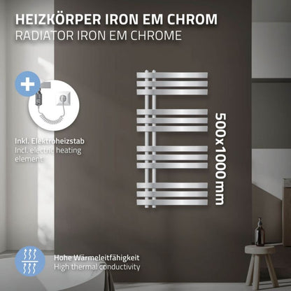 Håndklædetørrer 50x100 cm Krom Elektrisk 600W
