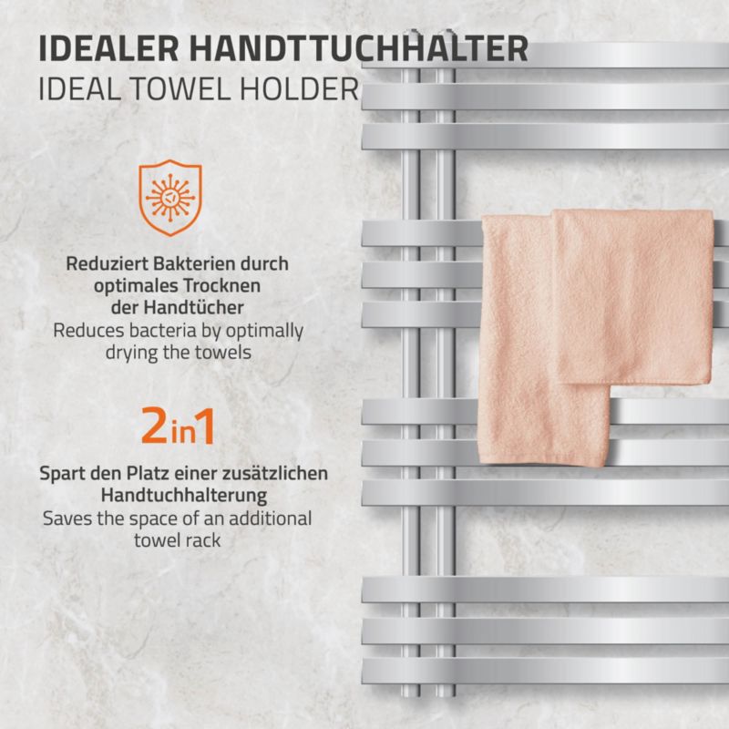 Håndklædetørrer 50x100 cm Krom Elektrisk 600W