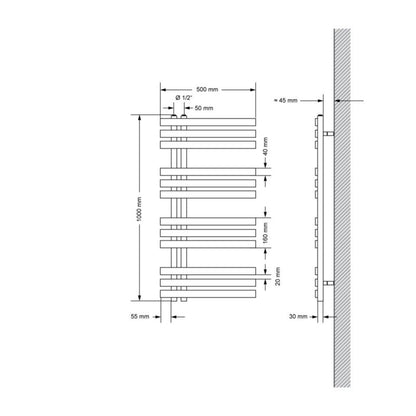 Håndklædetørrer 50x100 cm Krom Elektrisk 600W