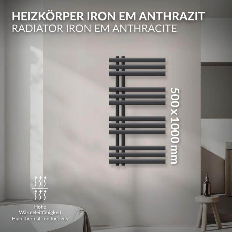 Håndklædetørrer Iron EM 50x100 cm Antracit