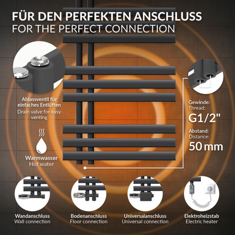Håndklædetørrer Iron EM 50x100 cm Antracit