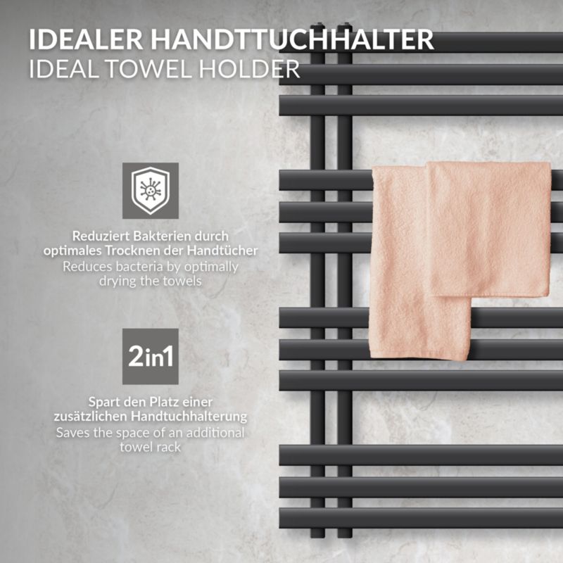 Håndklædetørrer Iron EM 50x100 cm Antracit