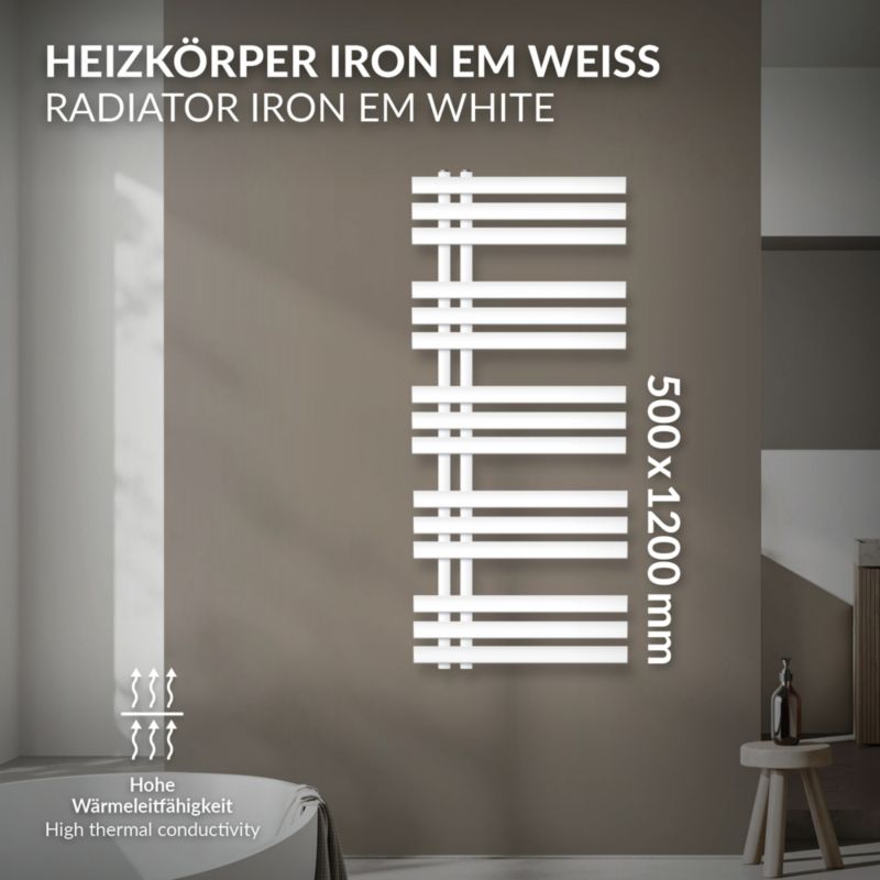Håndklædetørrer Iron EM 50x120 cm Hvid