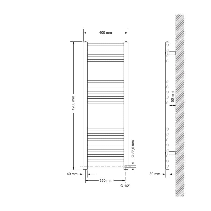 Håndklædetørrer 40x120 cm Antracit | 4251171705812