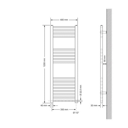 Håndklædetørrer 40x120 cm Antracit | 4251171705812