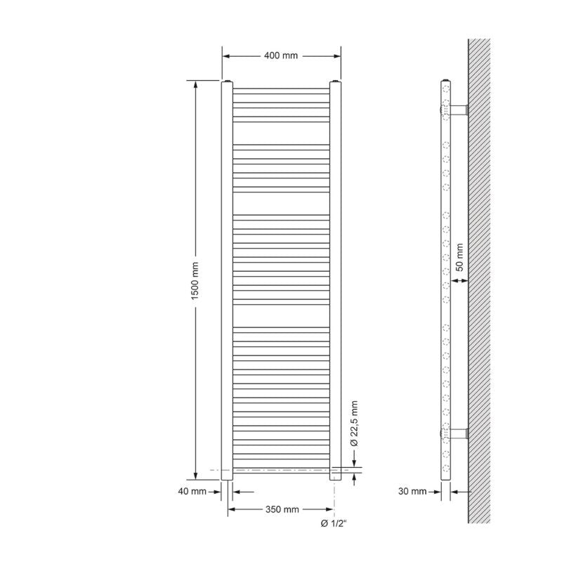 Håndklædetørrer Sahara 40x150 cm Krom 900W
