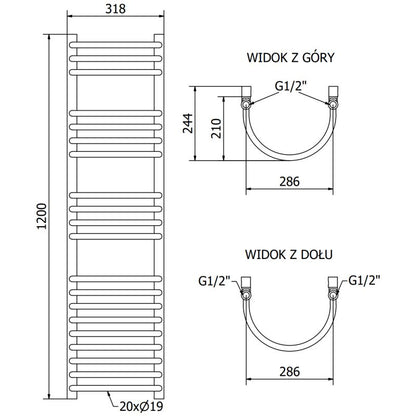 Mexen Eros badeværelsesradiator 1200x318 sort