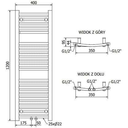 Mexen Ares badeværelsesradiator 1200x400 antracit
