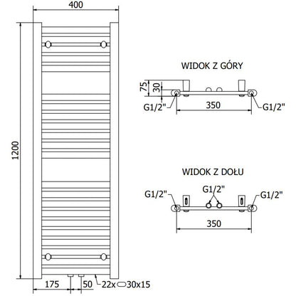 Mexen Hades badeværelsesradiator 1200x400 antracit