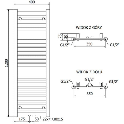 Mexen Hades badeværelsesradiator 1200x400 hvid